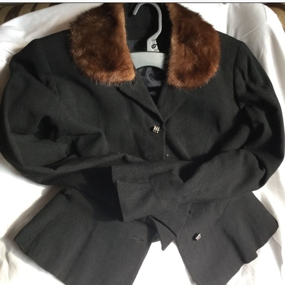 Vintage MINK FUR Collar PEPLUM JACKET S/M - Picture 8 of 15